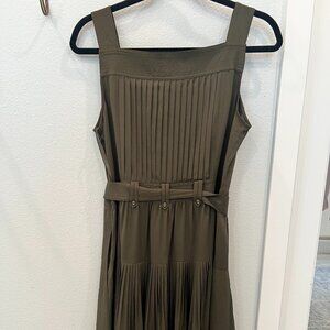 WHBM Khaki pleated military style dress (NWT)